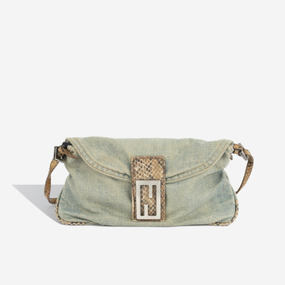 Fendi Baguette Bag - Denim and Python