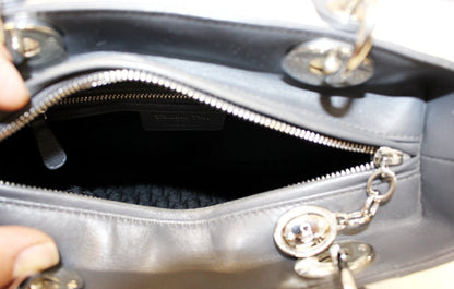 CHRISTIAN DIOR Cannage Quilted Lambskin Leather Lady Dior Medium Bag