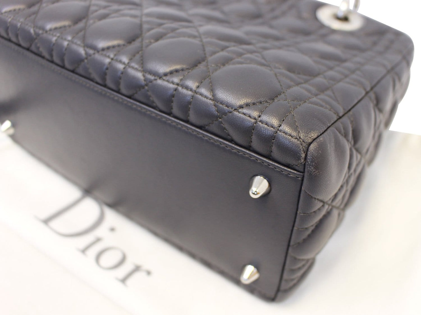CHRISTIAN DIOR Cannage Quilted Lambskin Leather Lady Dior Medium Bag