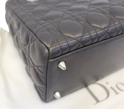 CHRISTIAN DIOR Cannage Quilted Lambskin Leather Lady Dior Medium Bag