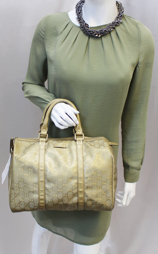 GUCCI Crystal Monogram Gold Medium Joy Boston Bag 193603