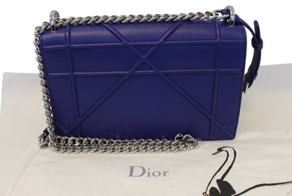 CHRISTIAN DIOR Handbag - Blue Calfskin Leather Diorama Bag