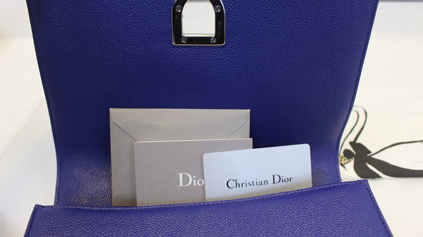 CHRISTIAN DIOR Handbag - Blue Calfskin Leather Diorama Bag