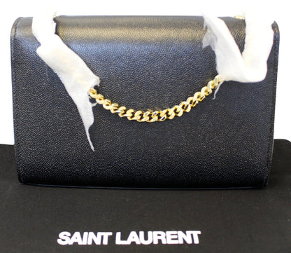YVES SAINT LAURENT Kate Black Leather Chain Clutch Crossbody Bag
