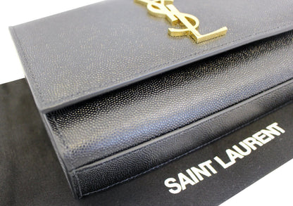 YVES SAINT LAURENT Kate Black Leather Chain Clutch Crossbody Bag