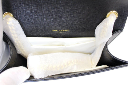 YVES SAINT LAURENT Kate Black Leather Chain Clutch Crossbody Bag