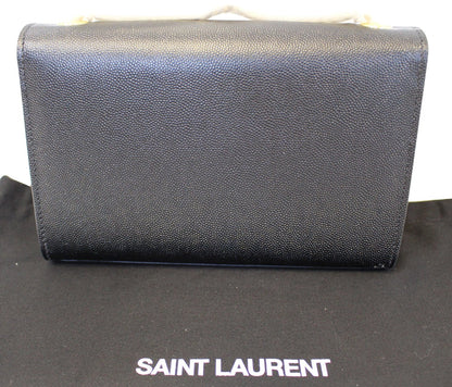 YVES SAINT LAURENT Kate Black Leather Chain Clutch Crossbody Bag
