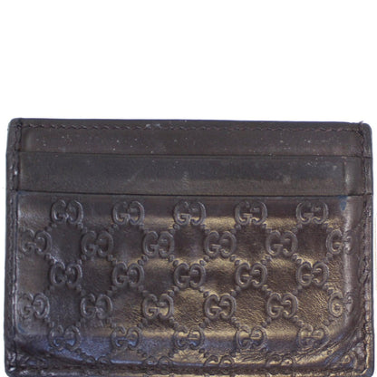 GUCCI Dark Brown Guccissima Embossed Leather Card Case 282089