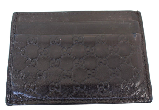 GUCCI Dark Brown Guccissima Embossed Leather Card Case 282089