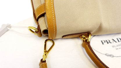 PRADA Corda/Cuoio Canapa and Cinghial Canvas Pattina Satchel Bag