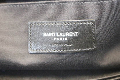 YVES SAINT LAURENT Monogram Black Leather Document Holder Clutch