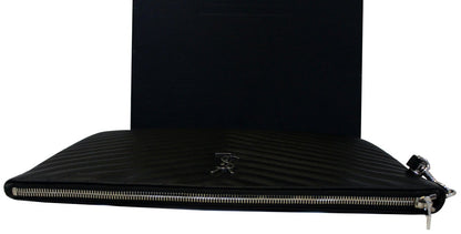 YVES SAINT LAURENT Monogram Black Leather Document Holder Clutch