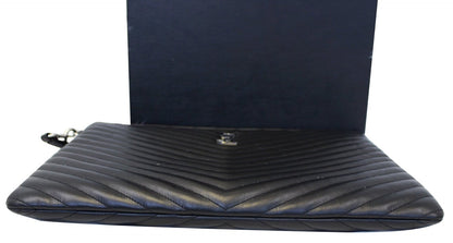 YVES SAINT LAURENT Monogram Black Leather Document Holder Clutch