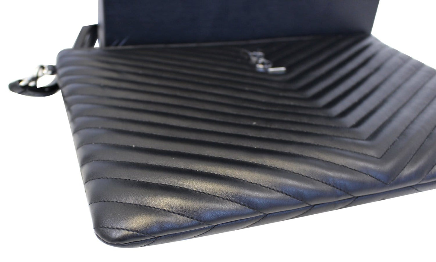 YVES SAINT LAURENT Monogram Black Leather Document Holder Clutch