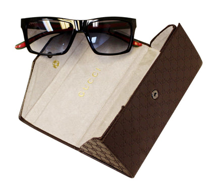Gucci 1013 Shiny Black Rectangular Red/Green Web Logo Sunglasses GG 1013/S