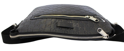 Gucci GG Signature Leather Black Messenger Bag 406408