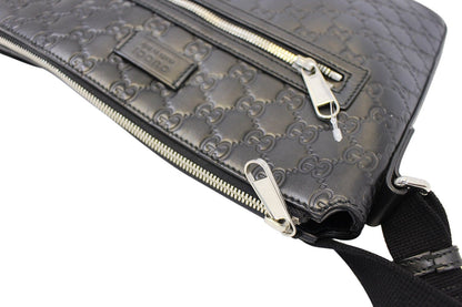 Gucci GG Signature Leather Black Messenger Bag 406408
