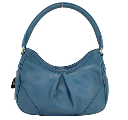 BURBERRY Hernville Leather Teal Small Hobo Bag