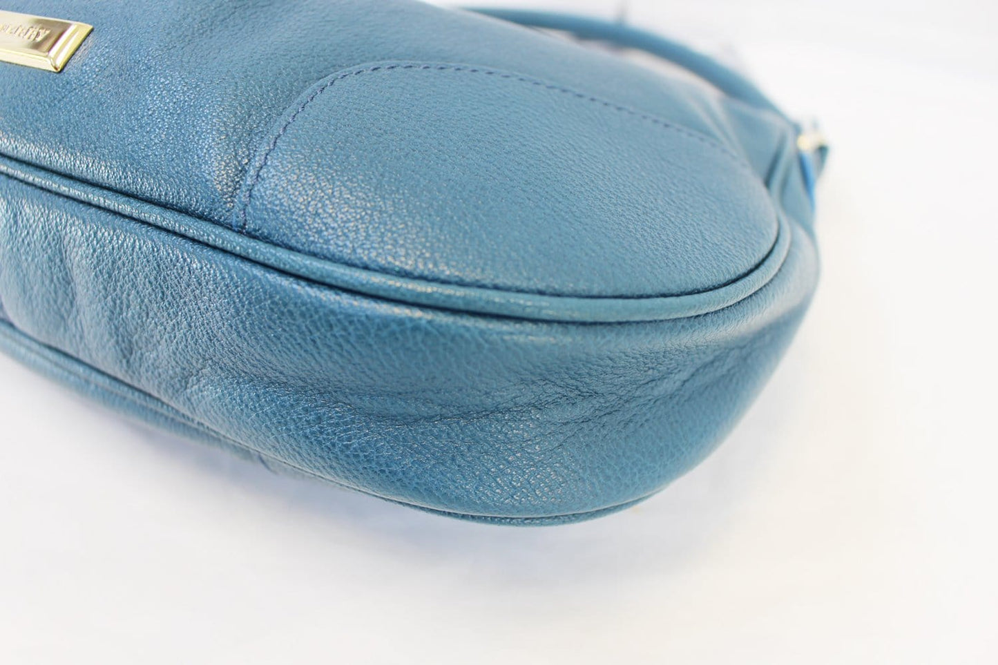 BURBERRY Hernville Leather Teal Small Hobo Bag