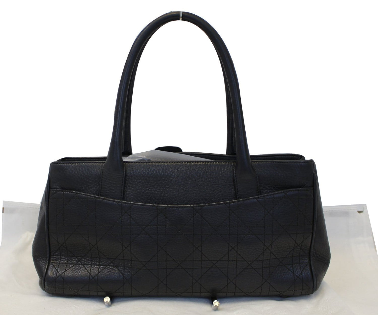 CHRISTIAN DIOR Black Leather Cannage Medium Tote Bag