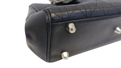 CHRISTIAN DIOR Black Leather Cannage Medium Tote Bag