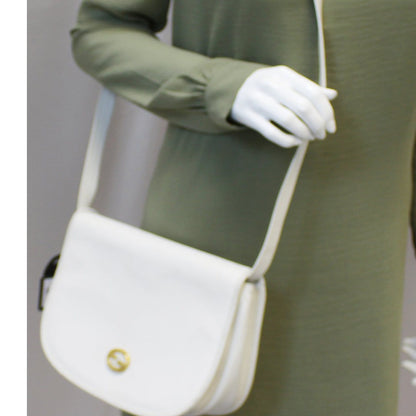 GUCCI Supreme White Flap Crossbody Bag Vintage
