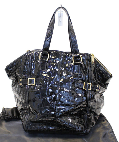 YVES SAINT LAURENT Black Patent Leather Downtown Medium Tote Bag - Last Call