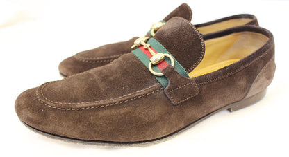 GUCCI Men's Horsebit Suede Leather Loafer with Web Size 8