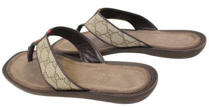 Gucci Men's GG Supreme Canvas Flip Flops Sandals Size 8 1/2G