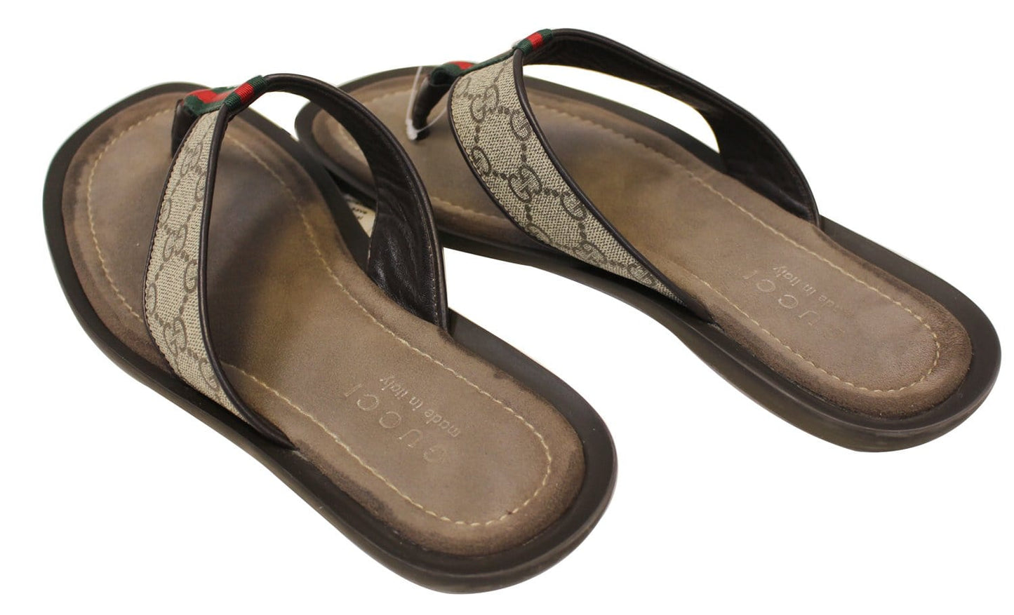 Gucci Men's GG Supreme Canvas Flip Flops Sandals Size 8 1/2G