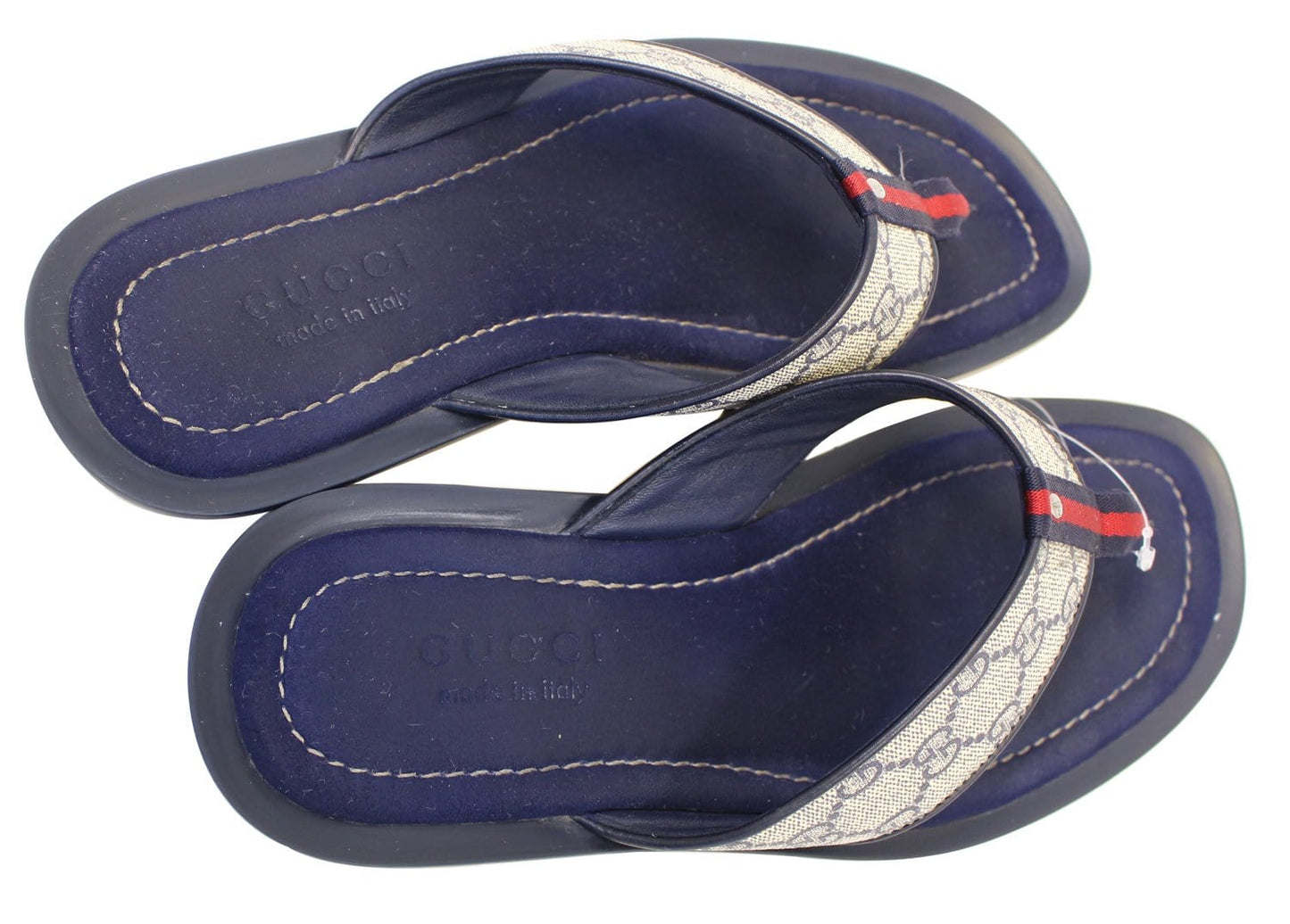 Gucci Men's GG Supreme Blue Flip Flops Sandals Size 9 G