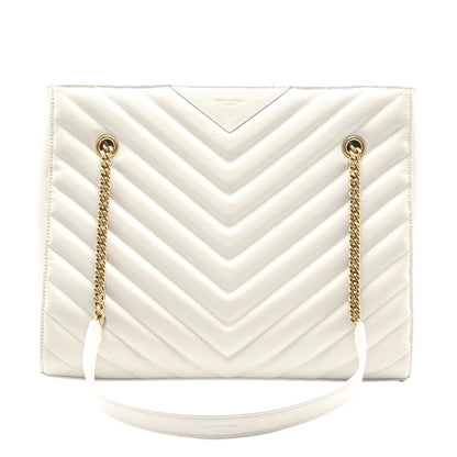 YVES SAINT LAURENT Tribeca Medium Grain De Poudre Leather Shoulder Bag White