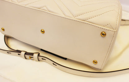 GUCCI GG Marmont small Matelass� Top Handle White Tote Bag 448054