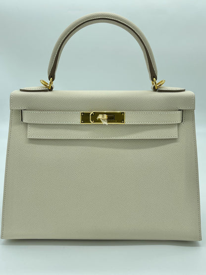Hermes Kelly 28 Sellier Epsom Craie Gold Hardware