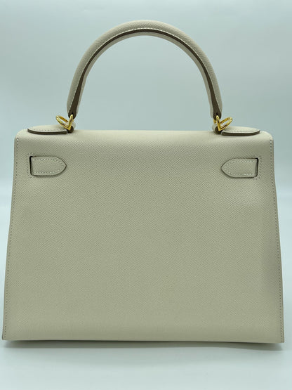 Hermes Kelly 28 Sellier Epsom Craie Gold Hardware