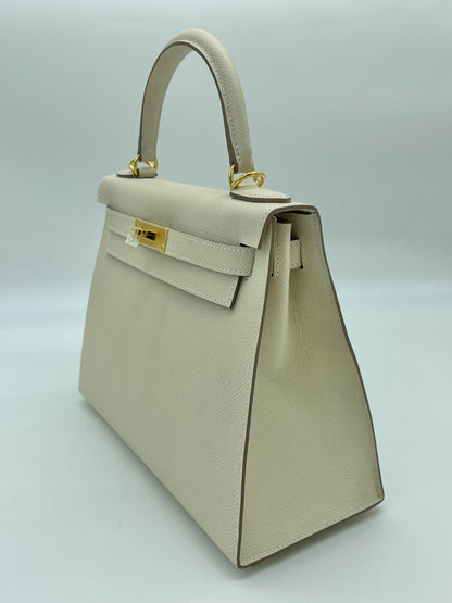 Hermes Kelly 28 Sellier Epsom Craie Gold Hardware