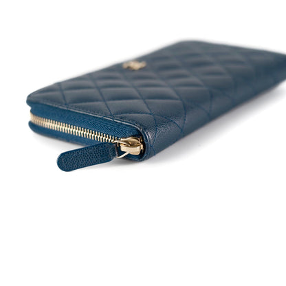 Chanel Caviar Navy Zip Long Wallet