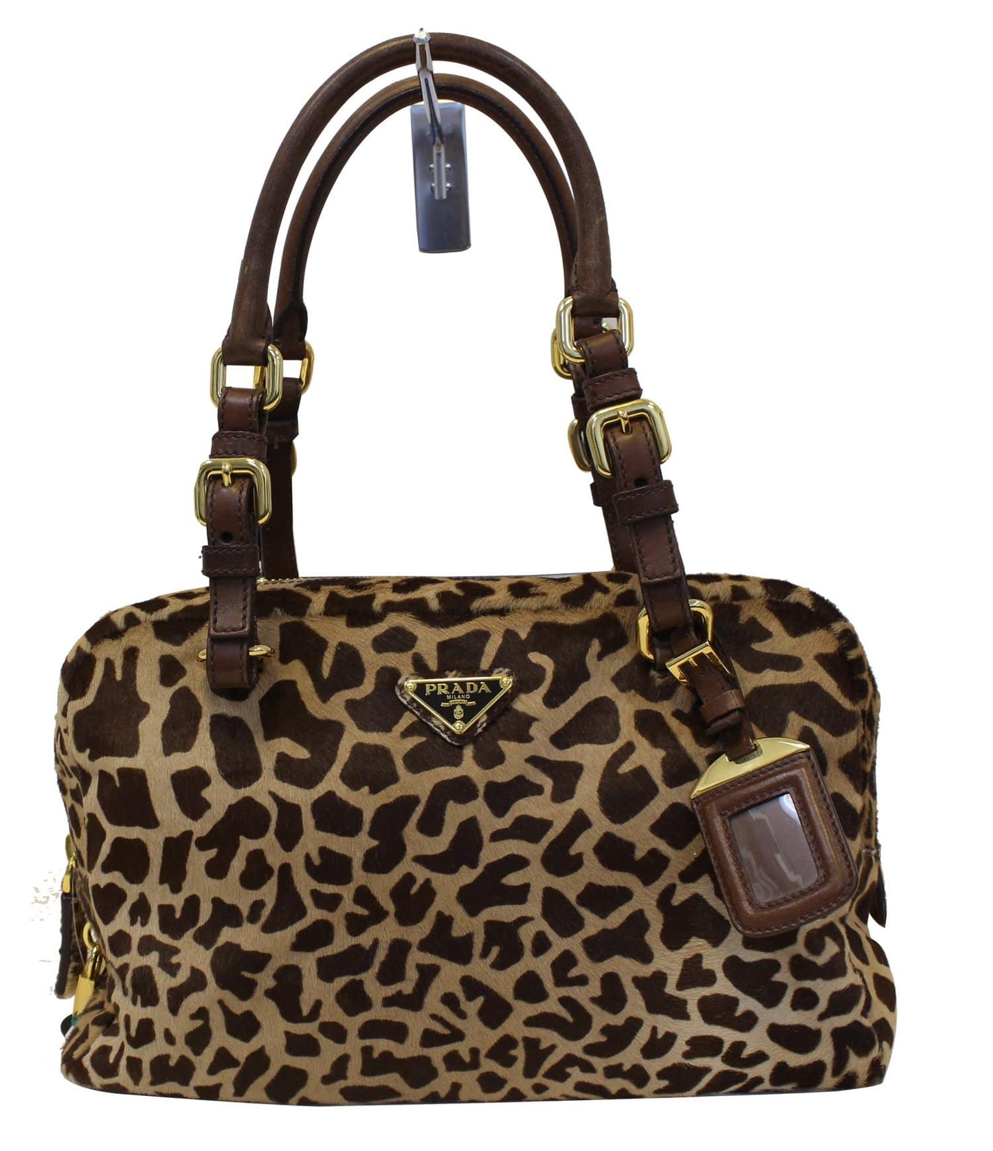 PRADA Leopard Printed Calf Hair Shoulder Bag