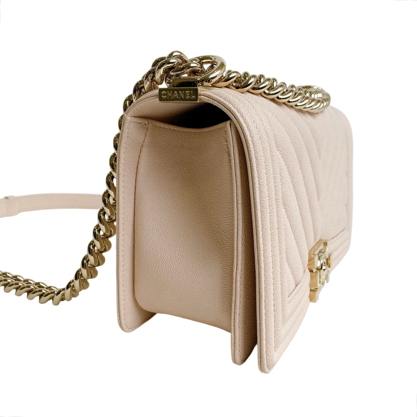 Chanel Le Boy Medium Pink Grained Calfskin GHW