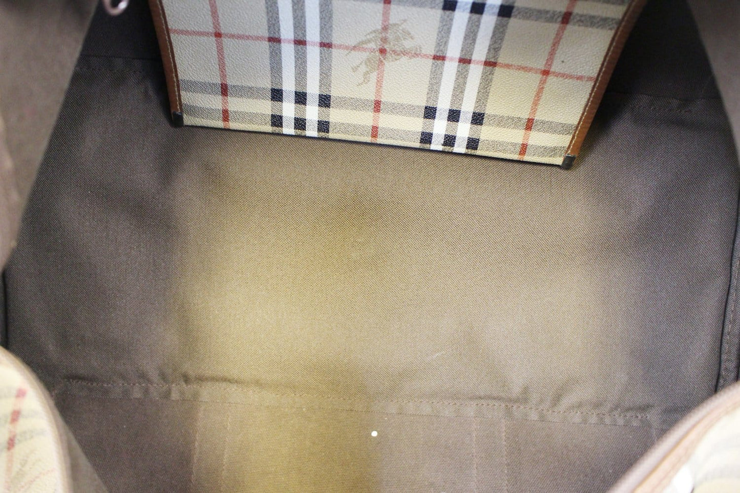 Burberry Nova Check PVC Leather Brown Beige Travel Bag