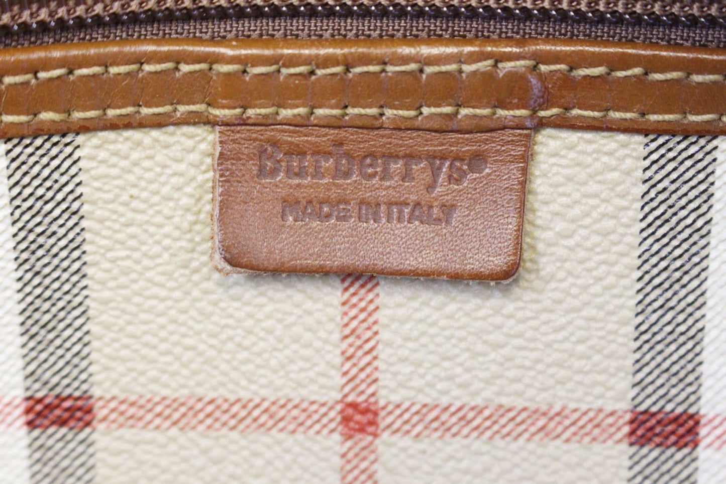 Burberry Nova Check PVC Leather Brown Beige Travel Bag