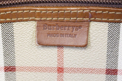 Burberry Nova Check PVC Leather Brown Beige Travel Bag