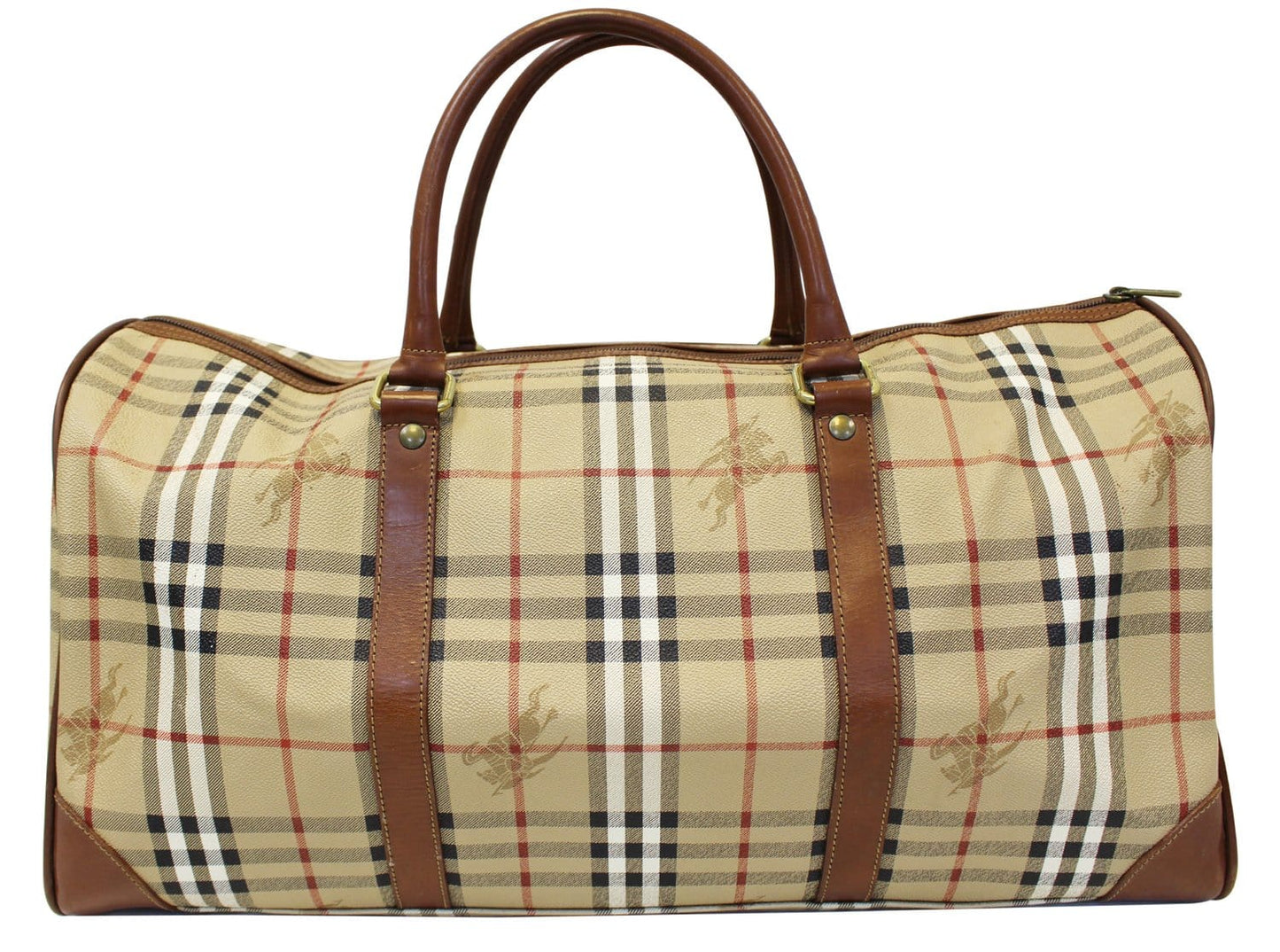 Burberry Nova Check PVC Leather Brown Beige Travel Bag