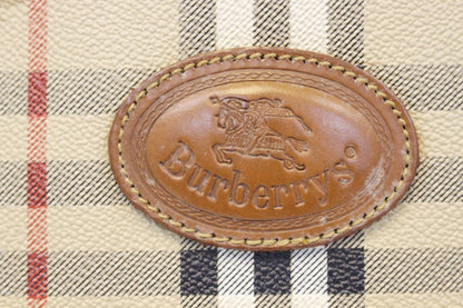 Burberry Nova Check PVC Leather Brown Beige Travel Bag