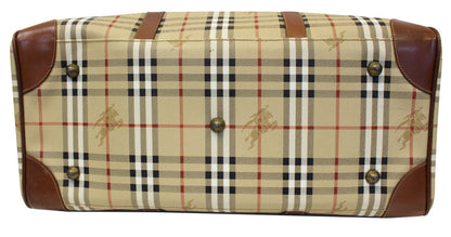 Burberry Nova Check PVC Leather Brown Beige Travel Bag