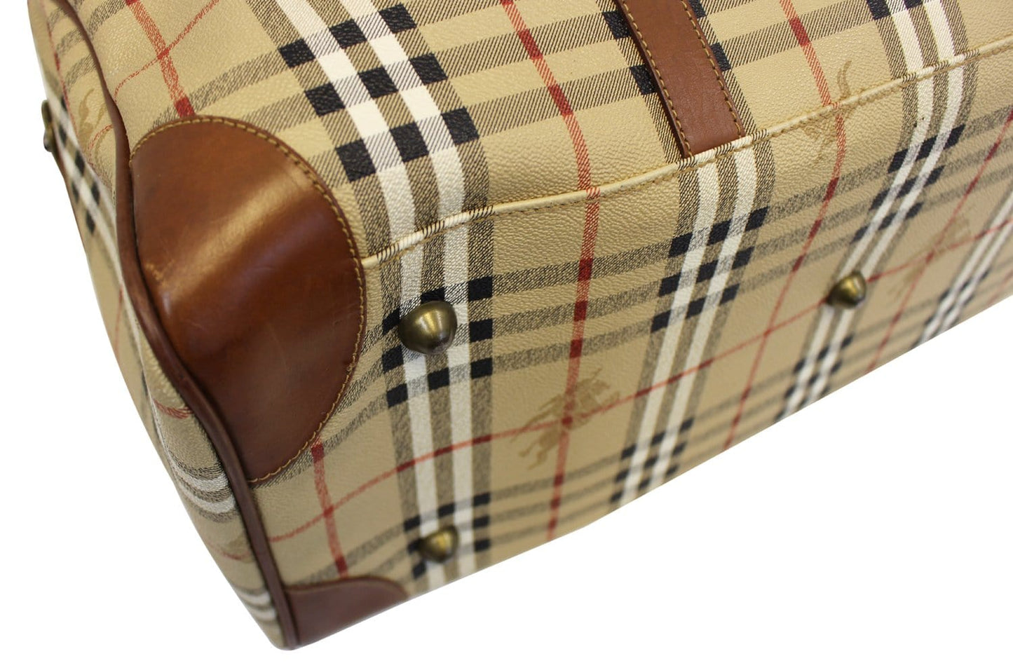 Burberry Nova Check PVC Leather Brown Beige Travel Bag
