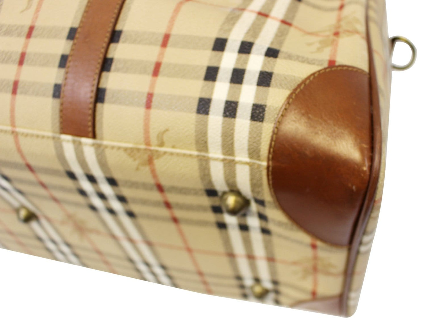 Burberry Nova Check PVC Leather Brown Beige Travel Bag