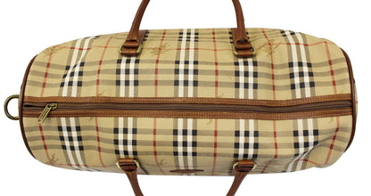 Burberry Nova Check PVC Leather Brown Beige Travel Bag