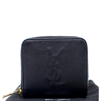 YVES SAINT LAURENT Grained Leather Zip Wallet Black