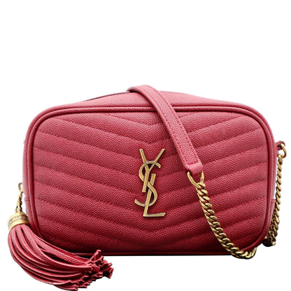 YVES SAINT LAURENT Mini Lou Leather Camera Crossbody Bag Red